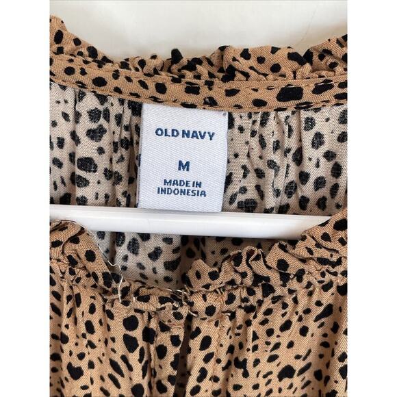 Old Navy Women's Boho Tiered Maxi Dress Sz M Long Sleeve Animal Print Flowy - Picture 12 of 16